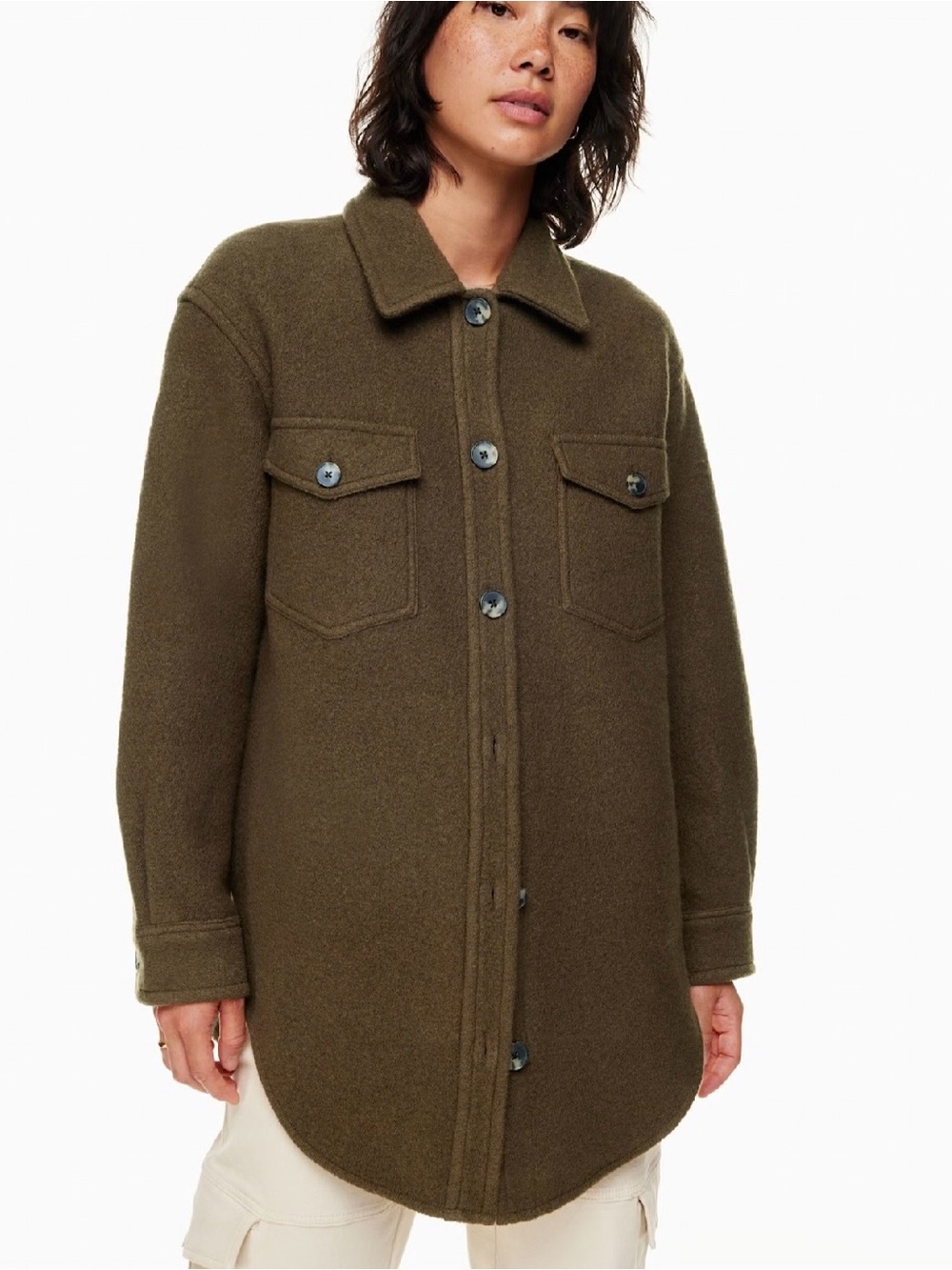 Wilfred Free Merino-wool The Ganna Shirt Jacket Brown Size Small Oversized
